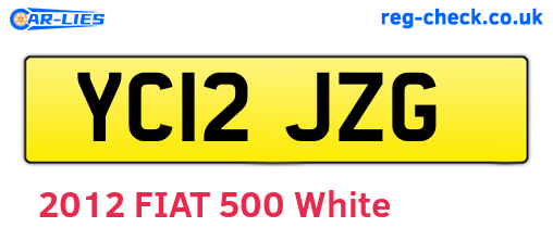 YC12JZG are the vehicle registration plates.