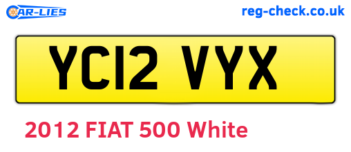 YC12VYX are the vehicle registration plates.