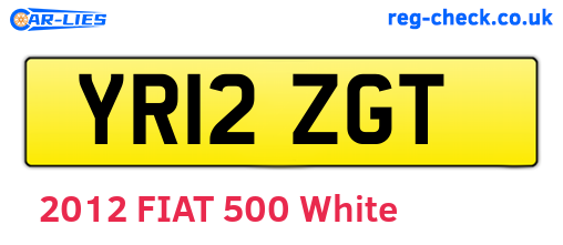 YR12ZGT are the vehicle registration plates.