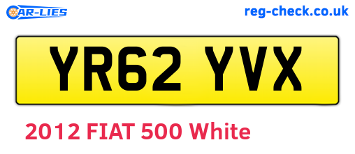 YR62YVX are the vehicle registration plates.