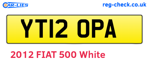 YT12OPA are the vehicle registration plates.