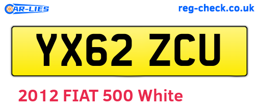 YX62ZCU are the vehicle registration plates.