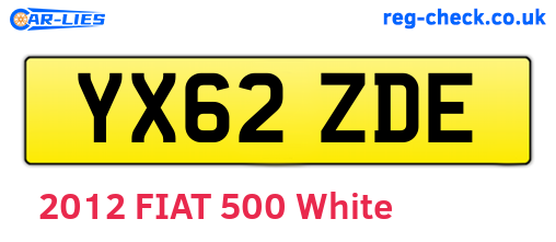 YX62ZDE are the vehicle registration plates.