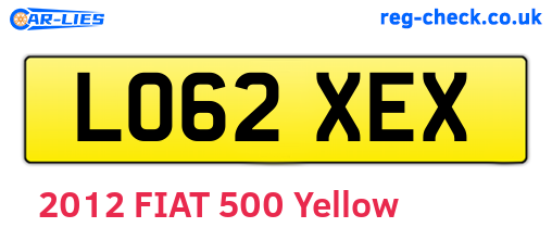 LO62XEX are the vehicle registration plates.