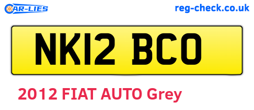 NK12BCO are the vehicle registration plates.