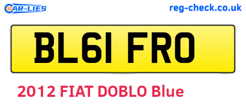 BL61FRO are the vehicle registration plates.