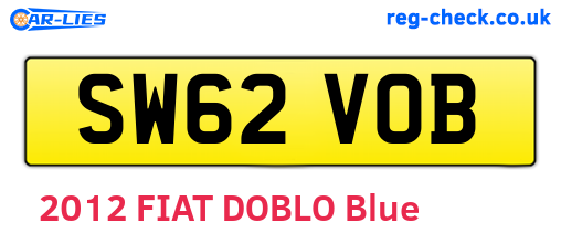 SW62VOB are the vehicle registration plates.