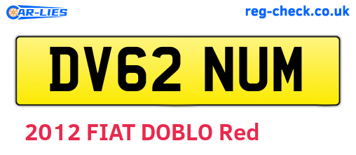 DV62NUM are the vehicle registration plates.