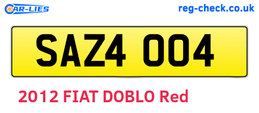 SAZ4004 are the vehicle registration plates.