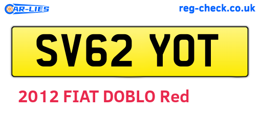 SV62YOT are the vehicle registration plates.