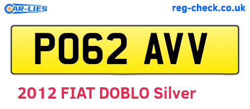 PO62AVV are the vehicle registration plates.