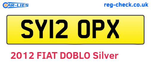 SY12OPX are the vehicle registration plates.