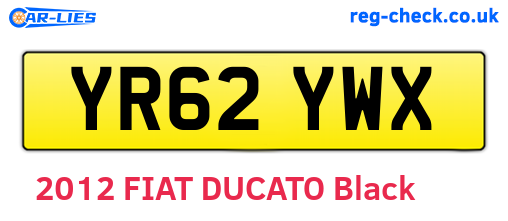 YR62YWX are the vehicle registration plates.