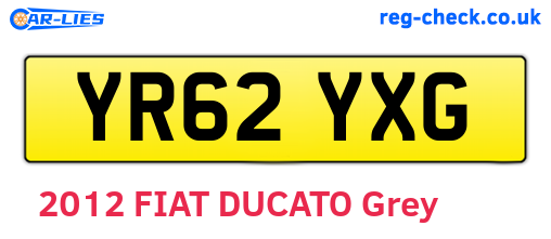 YR62YXG are the vehicle registration plates.