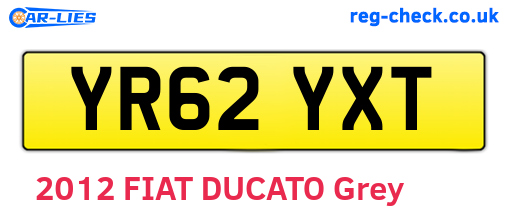 YR62YXT are the vehicle registration plates.