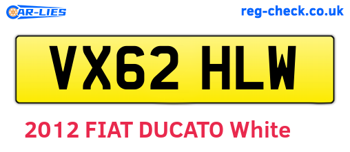 VX62HLW are the vehicle registration plates.