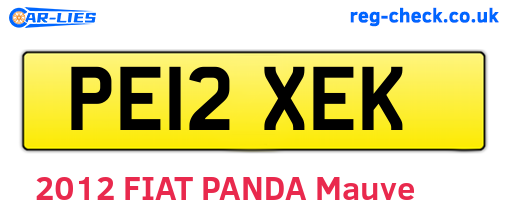 PE12XEK are the vehicle registration plates.