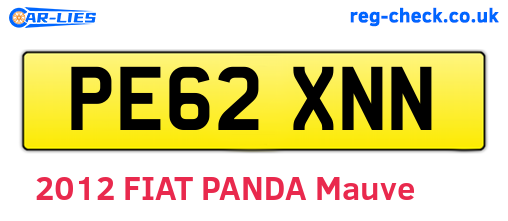 PE62XNN are the vehicle registration plates.