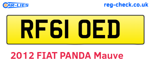 RF61OED are the vehicle registration plates.