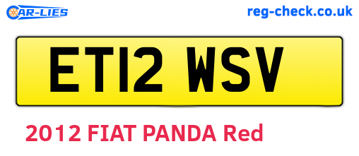 ET12WSV are the vehicle registration plates.