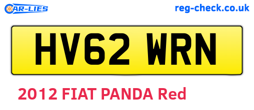 HV62WRN are the vehicle registration plates.