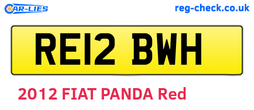 RE12BWH are the vehicle registration plates.