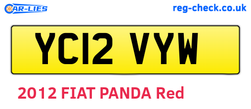 YC12VYW are the vehicle registration plates.