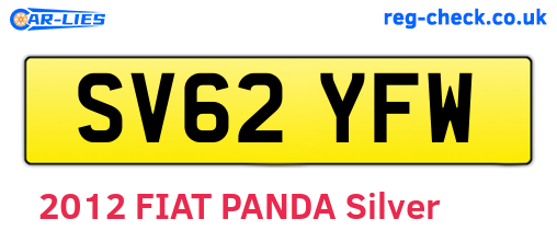 SV62YFW are the vehicle registration plates.