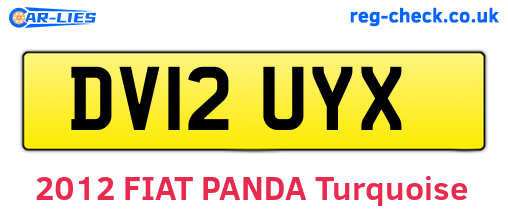 DV12UYX are the vehicle registration plates.