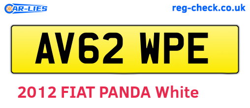 AV62WPE are the vehicle registration plates.
