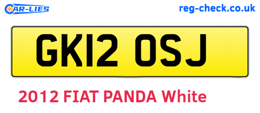 GK12OSJ are the vehicle registration plates.