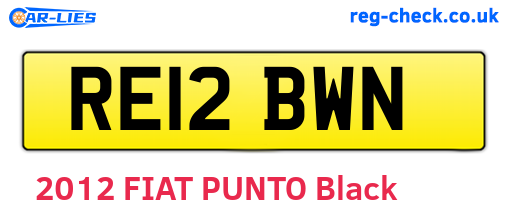RE12BWN are the vehicle registration plates.