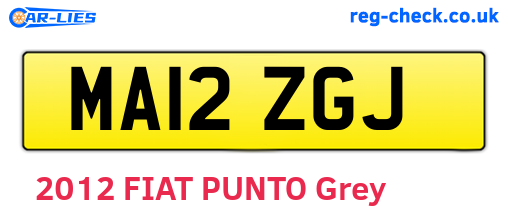 MA12ZGJ are the vehicle registration plates.