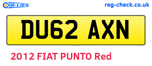DU62AXN are the vehicle registration plates.