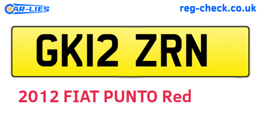 GK12ZRN are the vehicle registration plates.