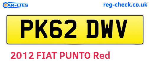 PK62DWV are the vehicle registration plates.