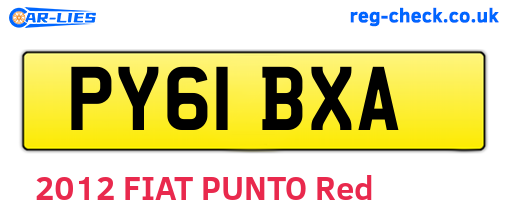 PY61BXA are the vehicle registration plates.