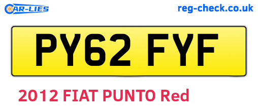 PY62FYF are the vehicle registration plates.
