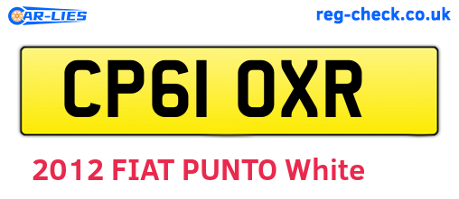 CP61OXR are the vehicle registration plates.