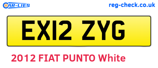 EX12ZYG are the vehicle registration plates.