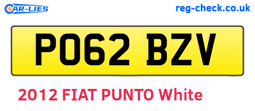PO62BZV are the vehicle registration plates.