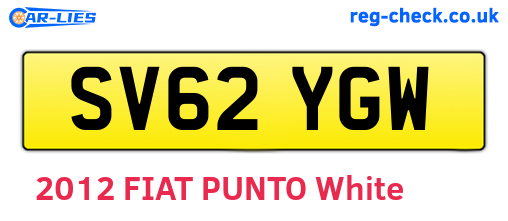 SV62YGW are the vehicle registration plates.