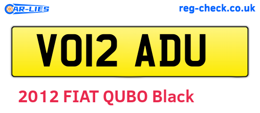 VO12ADU are the vehicle registration plates.