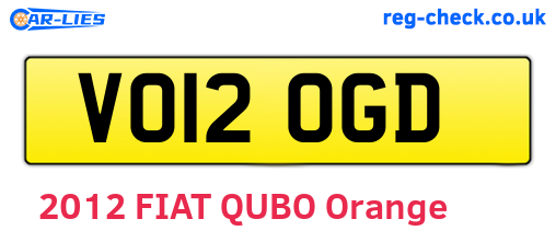 VO12OGD are the vehicle registration plates.