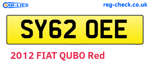 SY62OEE are the vehicle registration plates.
