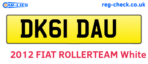 DK61DAU are the vehicle registration plates.