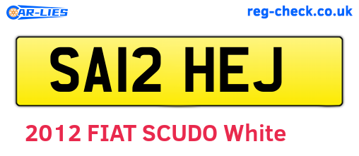 SA12HEJ are the vehicle registration plates.