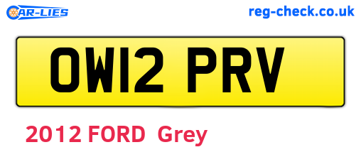OW12PRV are the vehicle registration plates.