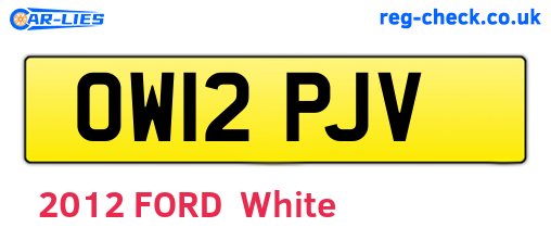 OW12PJV are the vehicle registration plates.