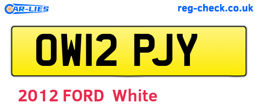 OW12PJY are the vehicle registration plates.
